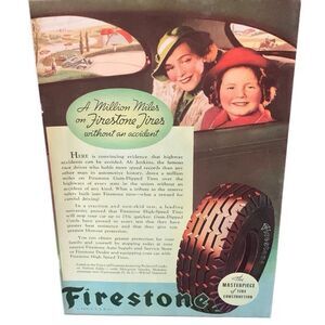 Vintage 1936 Firestone Million Miles Ad Advertisement